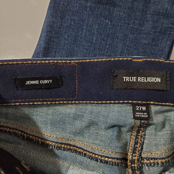 True Religion Jennie Curvy Big T Flap Pocket Dark Wash Ankle Jeans Womens 27 - Picture 7 of 11